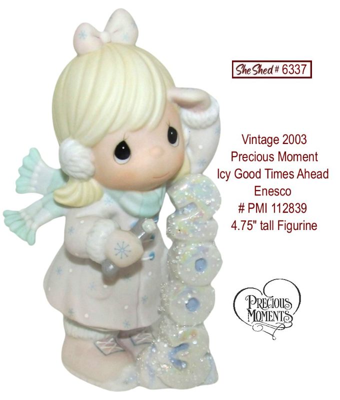 Precious Moments 2003 Icy Good Times Ahead Figurine 112839 4.75" Crown Symbol
