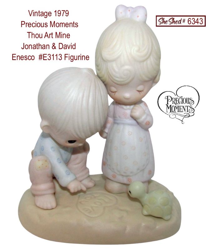 Precious Moments Jonathan David 1979 Thou Art Mine Figurine E3113 Sailboat